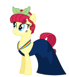 Size: 892x992 | Tagged: safe, artist:pandapawz09, torque wrench, earth pony, pony, g4, rainbow roadtrip, alternate hairstyle, base used, clothes, dress, female, headband, looking up, mare, simple background, solo, white background