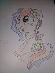 Size: 2448x3264 | Tagged: safe, artist:swivel starsong, part of a set, oc, oc only, oc:pearl shine, pegasus, pony, project seaponycon, female, high res, mare, nation ponies, philippines, ponified, sitting, smiling, solo, traditional art