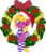 Size: 5000x5786 | Tagged: safe, artist:jhayarr23, part of a set, oc, oc only, oc:bright star, pony, unicorn, blushing, christmas, clothes, hat, holiday, jhayarr23's holiday ych, movie accurate, one eye closed, santa hat, scarf, simple background, socks, solo, striped socks, transparent background, wink, wreath, ych result