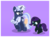 Size: 6000x4469 | Tagged: safe, artist:estories, oc, oc only, oc:nyx, oc:silverlay, alicorn, original species, pony, umbra pony, unicorn, alicorn oc, aunt and niece, cute, food, glowing horn, horn, layabetes, levitation, magic, nyxabetes, ocbetes, palette swap, popsicle, purple background, recolor, silvabetes, silvernyx, simple background, telekinesis, white outline