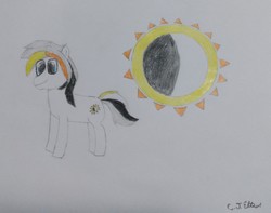 Size: 2606x2054 | Tagged: safe, artist:rigby the trucker pony, oc, oc only, oc:lunar shine, earth pony, pony, cutie mark, hand colored, high res, male, multicolored hair, solo, traditional art, white body