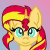 Size: 50x50 | Tagged: safe, artist:auroraswirls, sunset shimmer, pony, unicorn, g4, abstract background, animated, bouncing, bust, female, gif, mare, pixel art, smiling, solo