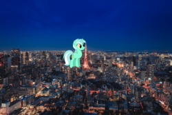 Size: 3840x2564 | Tagged: safe, artist:90sigma, artist:thegiantponyfan, lyra heartstrings, pony, unicorn, g4, female, giant lyra heartstrings, giant pony, giant unicorn, giantess, high res, highrise ponies, irl, japan, macro, mare, mega lyra, photo, ponies in real life, tokyo, tokyo tower