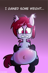 Size: 2300x3500 | Tagged: safe, artist:metalface069, oc, oc only, bat pony, pony, belly, belly blush, belly button, big belly, clothes, fat, high res, shrunken pupils, socks, weight gain, ych result