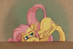 Size: 2512x1678 | Tagged: safe, artist:deeriojim, artist:yoditax, color edit, edit, fluttershy, pegasus, pony, g4, blushing, colored, face down ass up, female, floppy ears, looking back, mare, raised tail, solo, spread legs, spreading, tail