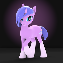 Size: 1600x1600 | Tagged: safe, artist:shydale, oc, oc only, oc:startrail, pony, unicorn, 3d, abstract background, blender, blender eevee, female, mare, solo