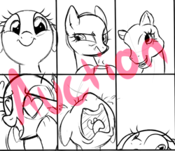 Size: 555x478 | Tagged: safe, artist:peachesandcreamated, oc, oc only, earth pony, pony, g3, bust, commission, earth pony oc, expressions, heart eyes, lineart, open mouth, wingding eyes, your character here