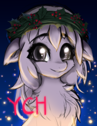 Size: 800x1034 | Tagged: safe, artist:shoggoth-tan, pony, christmas, commission, holiday, solo, wreath, ych sketch, your character here
