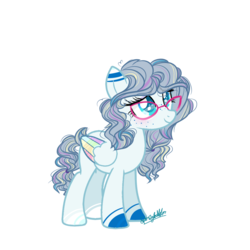 Size: 1000x1000 | Tagged: safe, artist:mlpsportybubbles, oc, oc only, oc:lapis ribbon, pegasus, pony, colored wings, female, freckles, glasses, magical lesbian spawn, mare, multicolored wings, offspring, parent:rainbow dash, parent:rarity, parents:raridash, simple background, solo, transparent background, wings