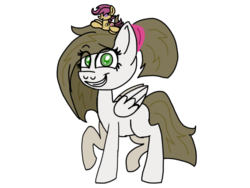 Size: 1024x768 | Tagged: safe, artist:badimo, scootaloo, oc, oc only, oc:elizabeth grace, pegasus, pony, g4, female, looking at you, mare, plushie, simple background, smiling, solo, transparent background, wings