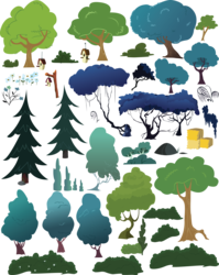 Size: 5520x6944 | Tagged: safe, artist:boneswolbach, .ai available, .svg available, absurd resolution, background tree, bird house, bush, flower, hay bale, no pony, pine tree, plant, resource, simple background, transparent background, tree, vector