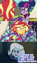 Size: 688x1161 | Tagged: safe, artist:3d4d, sci-twi, sunset shimmer, trixie, twilight sparkle, equestria girls, g4, my little pony equestria girls: friendship games, my little pony equestria girls: rainbow rocks, female, lesbian, ship:sci-twixie, ship:twixie, shipping