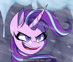 Size: 2100x1800 | Tagged: safe, artist:celes-969, starlight glimmer, pony, unicorn, g4, the ending of the end, badass, colored pupils, dialogue wheel, female, put it on my tab, sassy, scene interpretation, solo