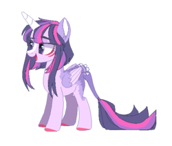Size: 570x484 | Tagged: safe, artist:paintpalet35, twilight sparkle, alicorn, pony, g4, alternate design, base used, female, hair over one eye, leonine tail, redesign, simple background, solo, tail feathers, transparent background, twilight sparkle (alicorn)