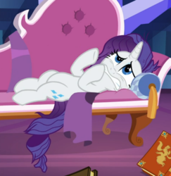 Size: 625x644 | Tagged: safe, screencap, rarity, pony, unicorn, dragon dropped, g4, cropped, faic, fainting couch, female, lying down, mare, marshmelodrama, messy mane, pillow, rarity being rarity, solo