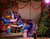 Size: 3300x2550 | Tagged: safe, artist:pridark, starlight glimmer, oc, oc:rising dusk, pony, unicorn, g4, book, canon x oc, christmas, christmas lights, christmas tree, clothes, commission, female, high res, holiday, levitation, magic, male, reading, scarf, smiling, telekinesis, tree, wreath