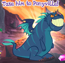 Size: 299x290 | Tagged: safe, gameloft, thod, dragon, g4, cropped, lava, meme, smiling, solo, the happiest of dragons, this will end in destruction, this will not end well, wow! glimmer