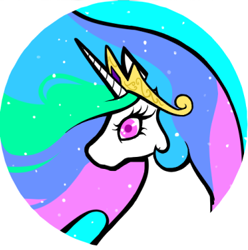 Size: 373x376 | Tagged: safe, artist:poltergeistcat, princess celestia, alicorn, pony, g4, bust, button, button design, crown, ethereal mane, female, jewelry, mare, regalia, solo