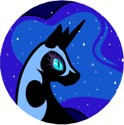 Size: 374x376 | Tagged: safe, artist:poltergeistcat, nightmare moon, alicorn, pony, g4, bust, button, button design, ethereal mane, female, mare, solo