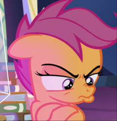 Size: 907x939 | Tagged: safe, screencap, scootaloo, pegasus, pony, g4, growing up is hard to do, angry, cropped, crossed hooves, ears back, female, filly, narrowed eyes, pouting, solo