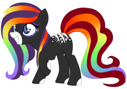 Size: 1428x1000 | Tagged: safe, artist:ponebox, artist:selenaede, artist:story-story, oc, oc only, earth pony, pony, base used, collaboration, colored hooves, earth pony oc, grin, multicolored hair, rainbow hair, simple background, smiling, solo, transparent background