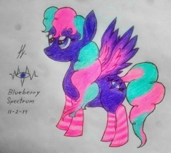 Size: 1207x1080 | Tagged: safe, oc, oc only, oc:blueberry rainbow, pegasus, pony, clothes, cute, female, socks, solo, traditional art