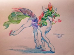 Size: 2828x2121 | Tagged: safe, artist:angusdra, oc, oc only, changeling, changeling oc, chest fluff, crown, heart, high res, jewelry, regalia, solo, traditional art, white changeling