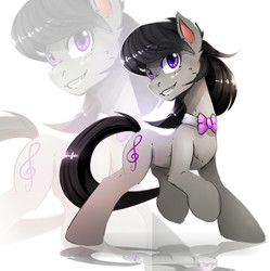 Size: 994x1000 | Tagged: safe, artist:lostdreamm, octavia melody, earth pony, pony, g4, bowtie, female, grin, looking at you, mare, octavia's bowtie, smiling, smiling at you, solo, zoom layer