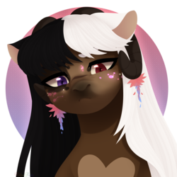 Size: 2500x2500 | Tagged: safe, artist:nika-rain, oc, oc only, earth pony, pony, bust, commission, heterochromia, high res, portrait, simple background, solo