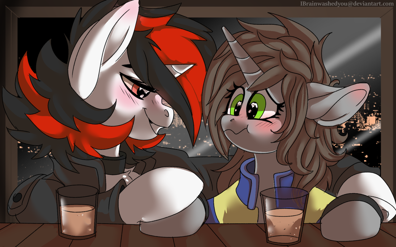 artist:brainiac, oc, oc only, oc:blackjack, oc:littlepip, pony, unicorn, <b>fa...</b>