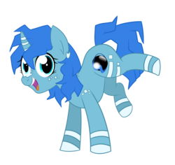 Size: 2509x2370 | Tagged: safe, artist:toods, oc, oc only, oc:hassrau, pony, unicorn, artificial intelligence, female, high res, open mouth, simple background, solo