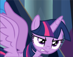 Size: 1196x940 | Tagged: safe, screencap, twilight sparkle, alicorn, pony, g4, the beginning of the end, cropped, determined, female, solo, spread wings, twilight sparkle (alicorn), wings