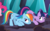 Size: 819x503 | Tagged: safe, screencap, pinkie pie, rainbow dash, twilight sparkle, alicorn, earth pony, pegasus, pony, g4, my little pony: friendship is magic, the beginning of the end, cropped, digging, duo, female, hole, mare, offscreen character, smiling, twilight sparkle (alicorn)