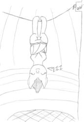 Size: 620x900 | Tagged: safe, artist:quint-t-w, oc, oc only, bat pony, pony, hanging, hanging upside down, net, old art, onomatopoeia, pencil drawing, sketch, sleeping, solo, sound effects, tightrope, traditional art, zzz