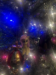 Size: 4032x3024 | Tagged: safe, photographer:undeadponysoldier, pegasus, pony, antlers, christmas, christmas ornament, christmas tree, decoration, female, holiday, mare, ornament, reindeer antlers, solo, the wizard of oz, tree, wicked witch of the west