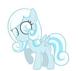 Size: 2921x2653 | Tagged: safe, artist:squipycheetah, oc, oc only, oc:snowdrop, pegasus, pony, blind, cute, female, filly, high res, looking back, raised hoof, simple background, solo, spread wings, transparent background, wings