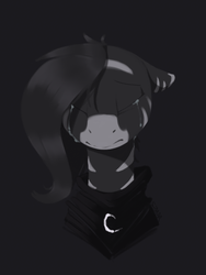 Size: 600x800 | Tagged: safe, artist:sinrar, oc, oc only, oc:saisha, pony, zebra, bust, crescent moon, crying, moon, portrait, sad, simple background, solo, without lineart