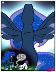 Size: 3500x4500 | Tagged: dead source, safe, artist:becauseimpink, princess luna, rarity, alicorn, pony, comic:transition, g4, bowing, comic, elusive, ethereal mane, flying, front view, hoof shoes, looking down, male, prince artemis, raised hoof, rule 63, speech, stallion, starry mane, transgender