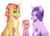 Size: 3814x2736 | Tagged: safe, artist:venommocity, luster dawn, starlight glimmer, sunset shimmer, pony, unicorn, g4, female, headcanon, high res, lesbian, magical lesbian spawn, offspring, parent:starlight glimmer, parent:sunset shimmer, parents:shimmerglimmer, ship:shimmerglimmer, shipping, simple background, white background