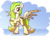 Size: 3148x2292 | Tagged: safe, artist:wenni, oc, oc only, oc:lemony light, pegasus, pony, female, high res, looking at you, mare, open mouth, rearing, simple background, smiling, solo, unshorn fetlocks, wings