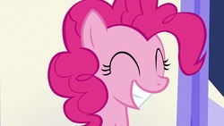 Size: 1920x1080 | Tagged: safe, screencap, pinkie pie, pony, g4, the last laugh, bust, female, mare, portrait, smiling, solo