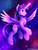 Size: 900x1200 | Tagged: safe, artist:lostdreamm, twilight sparkle, alicorn, pony, g4, female, flying, glowing, glowing horn, hoof fluff, horn, looking forward, open mouth, signature, slender, small wings, solo, space, sternocleidomastoid, thin, twilight sparkle (alicorn), unshorn fetlocks, wings