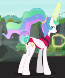 Size: 747x899 | Tagged: safe, screencap, princess celestia, pony, between dark and dawn, g4, clothes, cropped, female, leotard, mare, solo