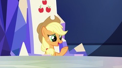 Size: 1920x1080 | Tagged: safe, screencap, applejack, earth pony, pony, g4, the last laugh, cutie map, female, mare, solo