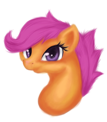 Size: 1536x1748 | Tagged: safe, artist:sa-loony, scootaloo, pony, g4, bust, female, simple background, solo