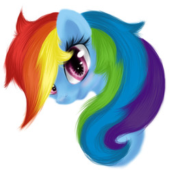 Size: 2065x2048 | Tagged: safe, artist:sa-loony, rainbow dash, pony, g4, bust, female, high res, simple background, solo