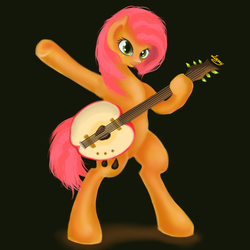 Size: 1000x1000 | Tagged: safe, artist:sa-loony, babs seed, pony, g4, female, guitar, musical instrument, simple background, solo, standing