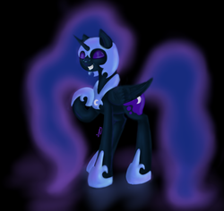 Size: 900x850 | Tagged: safe, artist:sa-loony, nightmare moon, pony, g4, armor, female, helmet, simple background, solo
