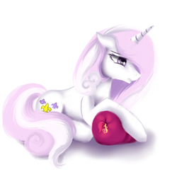 Size: 1000x1000 | Tagged: safe, artist:sa-loony, fleur-de-lis, pony, unicorn, g4, female, mare, pillow, simple background, solo