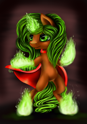 Size: 753x1062 | Tagged: safe, artist:sa-loony, oc, oc only, oc:emerald flame, pony, cape, clothes, solo, standing